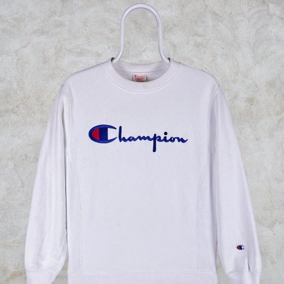 Vintage White Champion Reverse Weave Sweatshirt Warm Up Mens Small - Picture 2 of 5